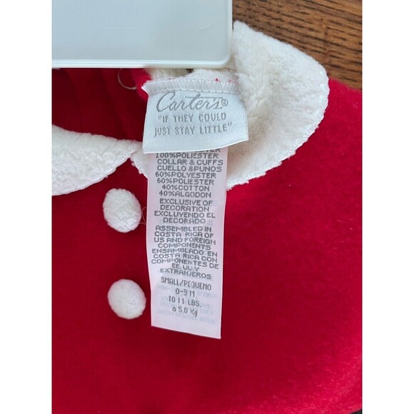 NWT Vintage Baby Red White Faux Fur Trim One Piece Santa Suit & Hat 0-3 Carter’s - Picture 5 of 6